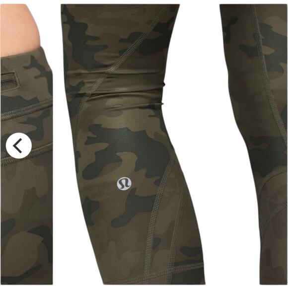 Lululemon Run Inspire Crop II *All Luxtreme Savasana Camo Fatigue Green SZ 6 EUC - Picture 5 of 12
